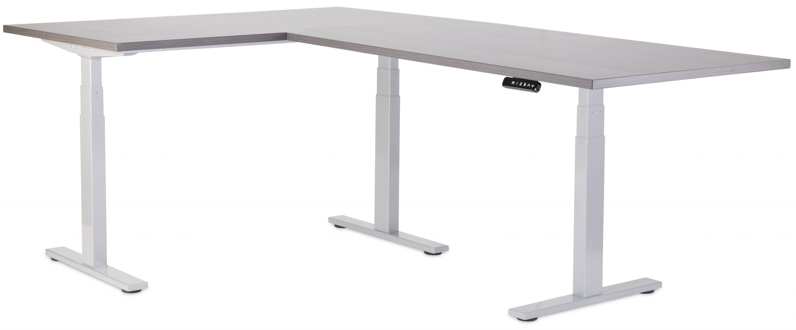 VFlex Standing Desk Grey with Grey Desktop Low Position