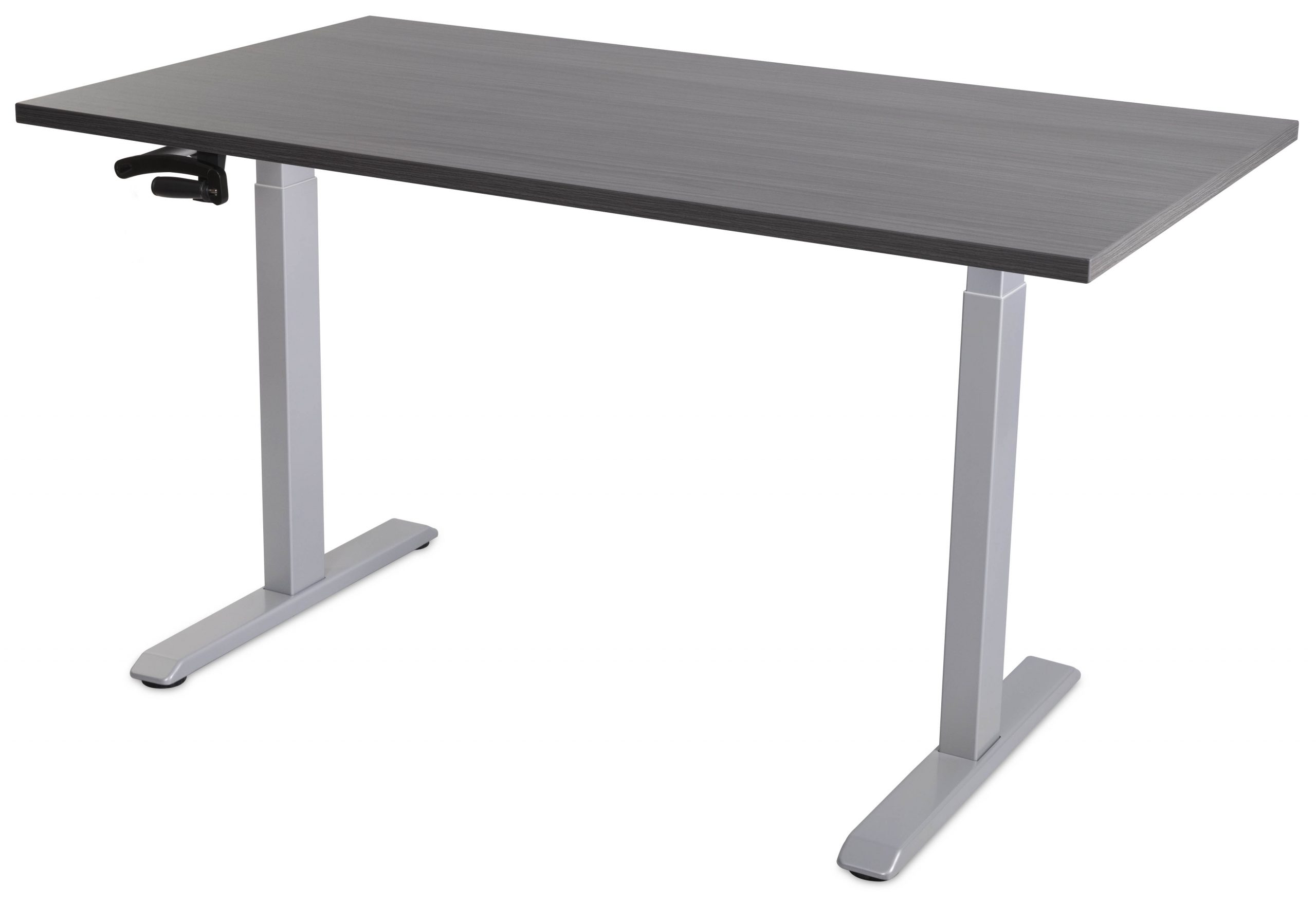 Manual Standing Desk - Grey with Grey Top Retracted