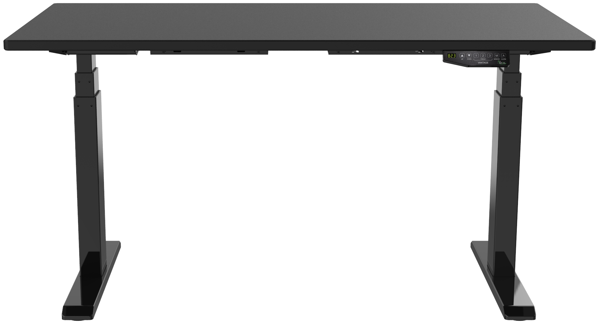 VANTAGE Stand Desk - Black Frame - Back Top - Front